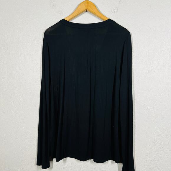 Ella Moss Oversize Tunic Top Long Sleeve Black Casual Square Neck - M - Picture 3 of 4